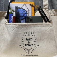 Load image into Gallery viewer, turn your wounds into wisdom tote by rayo & honey