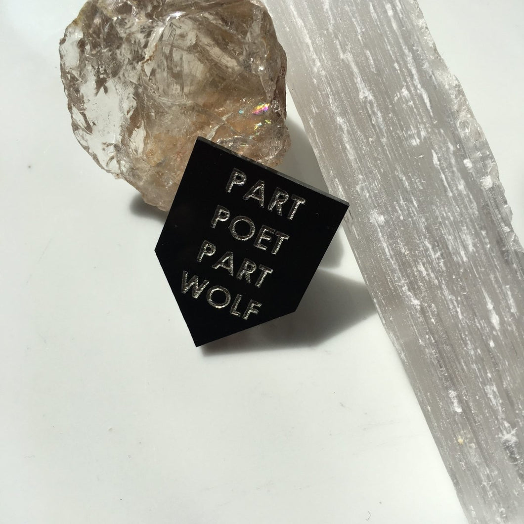 part poet part wolf pin by rayo & honey