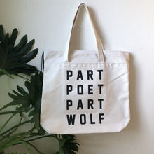 Load image into Gallery viewer, part poet part wolf tote by rayo &amp; honey
